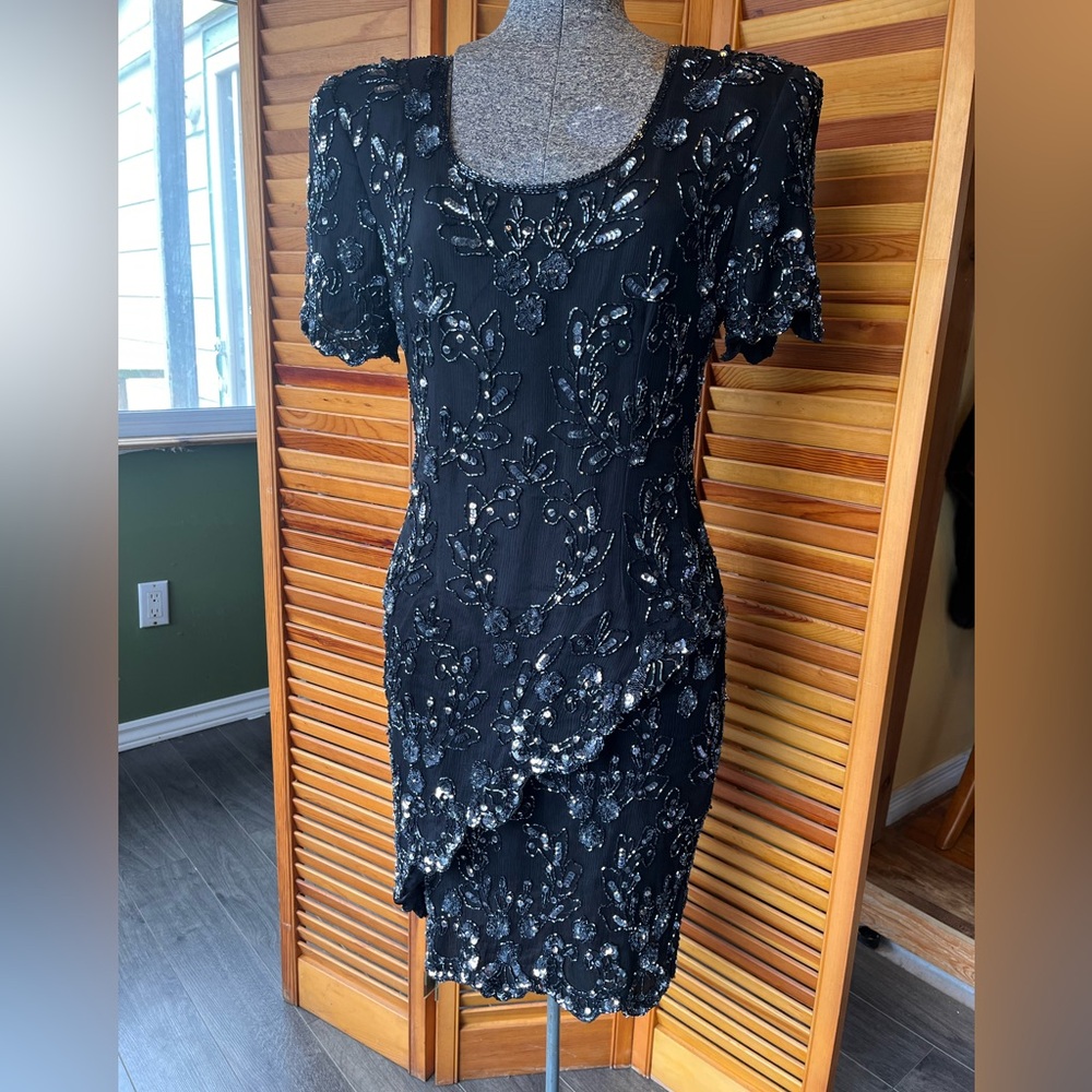 100% Silk, Vintage Beaded Dress
